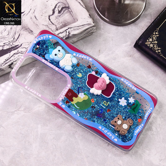 Oppo Reno 12 Cover - Design2 - Cute 3D Cartoon (Moving Glitters) Transparent Soft Case