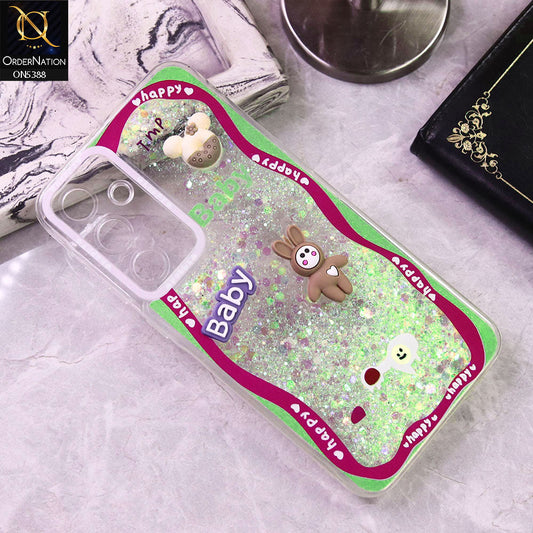 Samsung Galaxy A35 Cover - Design3 - Cute 3D Cartoon (Moving Glitters) Transparent Soft Case