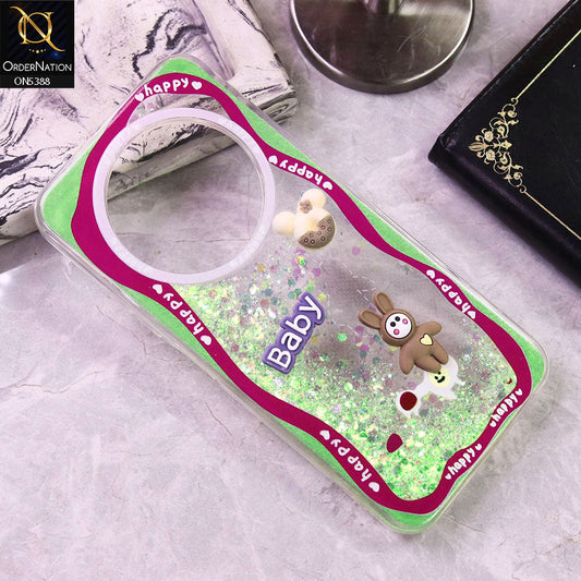 Tecno Spark 30 4G Cover - Design3 - Cute 3D Cartoon (Moving Glitters) Transparent Soft Case
