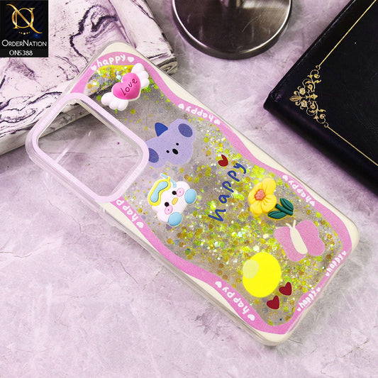 Vivo Y18 Cover - Design6 - Cute 3D Cartoon (Moving Glitters) Transparent Soft Case