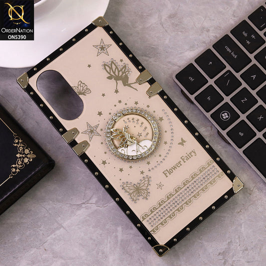 Oppo A17 Cover - Golden - Trendy Flower Fairy Stylish Soft Square Trunk Case
