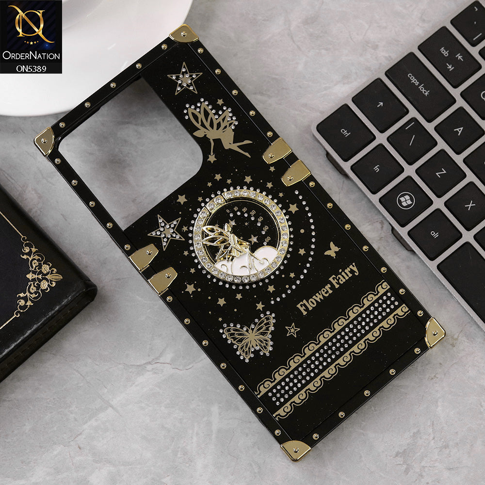 Realme C61 Cover Black Trendy Flower Fairy Stylish Soft Square