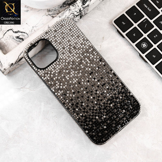 iPhone 12 Cover - Gray -  Luxurious Gradiant Rhinestone Soft border Shiny Case