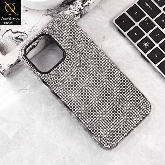 iPhone 15 Pro Max Cover - Silver -  Luxurious Gradiant Rhinestone Soft border Shiny Case