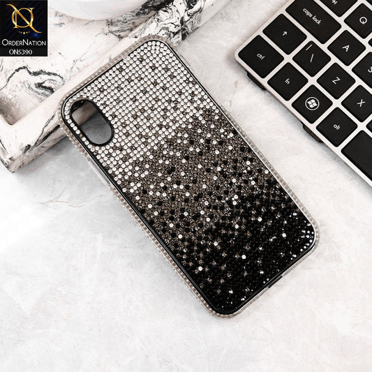 iPhone XS / X Cover - Gray -  Luxurious Gradiant Rhinestone Soft border Shiny Case