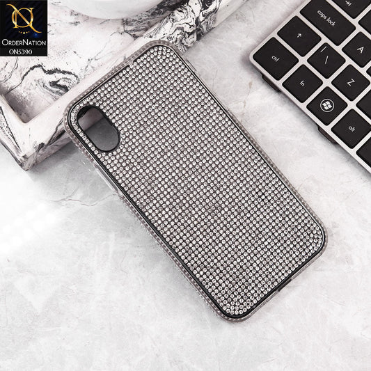 iPhone XS Max Cover - Silver -  Luxurious Gradiant Rhinestone Soft border Shiny Case