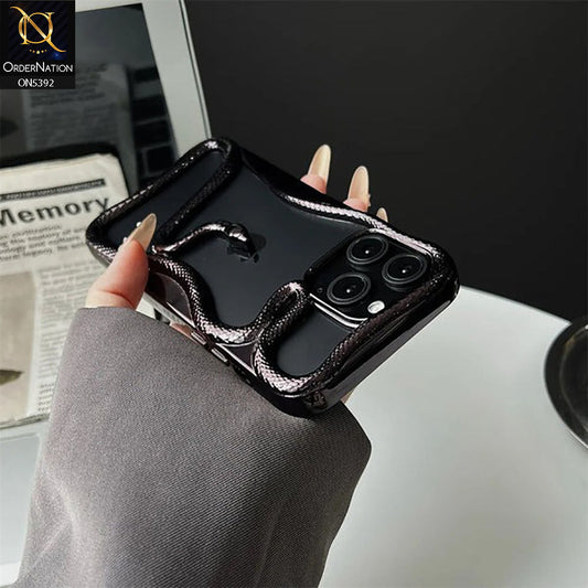 iPhone 14 Cover - Black -  New 3D Olige Hollow Shiny Plating Heat Dissipation Soft Casee