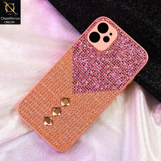 iPhone 11 Cover - Pink - Luxury 3D Woven Pattern Shiny Soft Case With Camera Protection