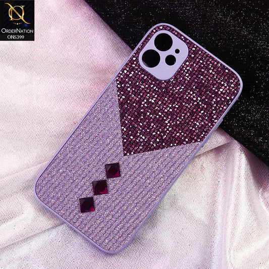 iPhone 11 Cover - Purple - Luxury 3D Woven Pattern Shiny Soft Case With Camera Protection