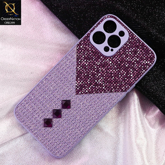 iPhone 12 Pro Cover - Purple - Luxury 3D Woven Pattern Shiny Soft Case With Camera Protection