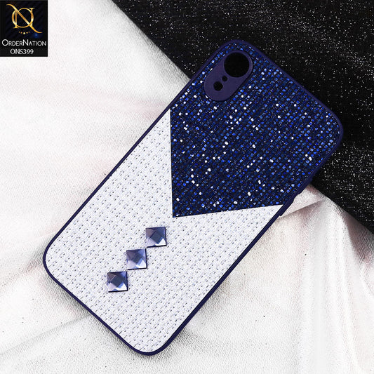 iPhone XR Cover - Blue - Luxury 3D Woven Pattern Shiny Soft Case With Camera Protection