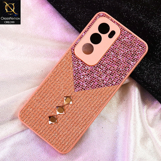 Oppo Reno 12 Cover - Pink - Luxury 3D Woven Pattern Shiny Soft Case With Camera Protection