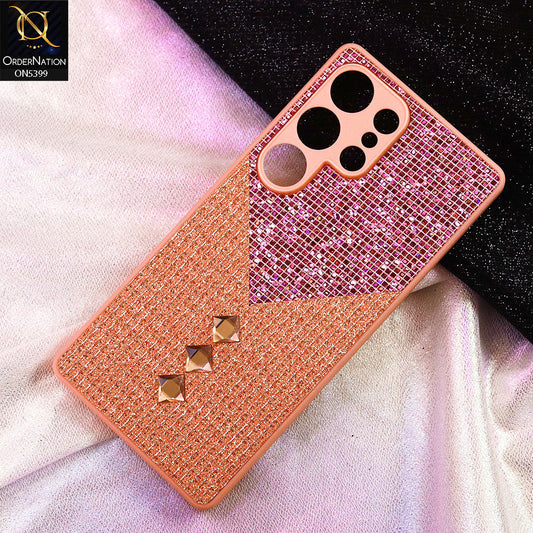 Samsung Galaxy S25 Ultra Cover - Pink - Luxury 3D Woven Pattern Shiny Soft Case With Camera Protection