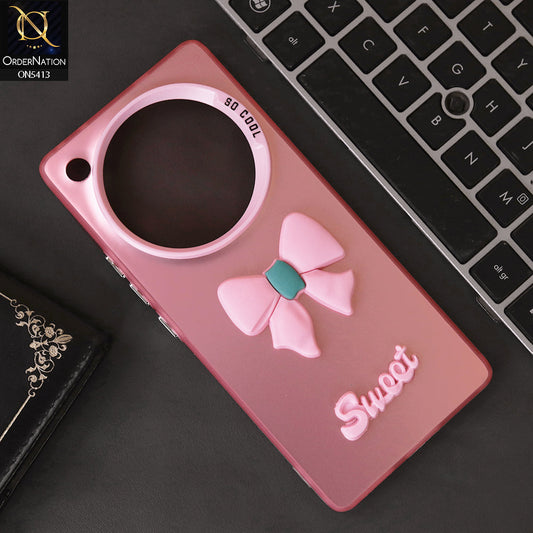Infinix Zero 40 4G Cover - Pink - New Matte Color Gradient Shine With Cute 3D Bow Knot Soft Borders Protective Case