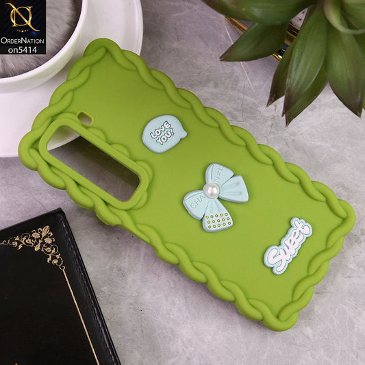 Infinix Hot 50 4G Cover - Green - Braid Style Borders Sweet Bow Knot Soft Silicone Case