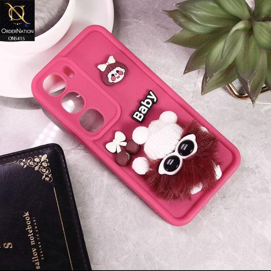 Vivo Y200 5G Cover - PinkD1 - Cute 3d Cartoon Soft Sillicon Case