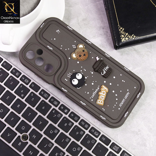 Samsung Galaxy A05s Cover - Brown -  Cute 3D Cartoon Coffee Soft Silicon Case With Camera Protection