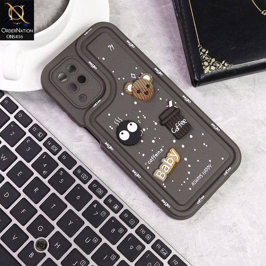 Samsung Galaxy A12 Nacho Cover - Brown -  Cute 3D Cartoon Coffee Soft Silicon Case With Camera Protection