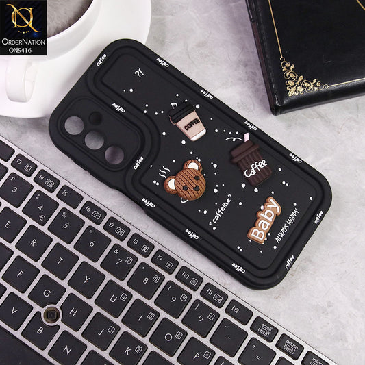 Samsung Galaxy A24 4G Cover - Black -  Cute 3D Cartoon Coffee Soft Silicon Case With Camera Protection