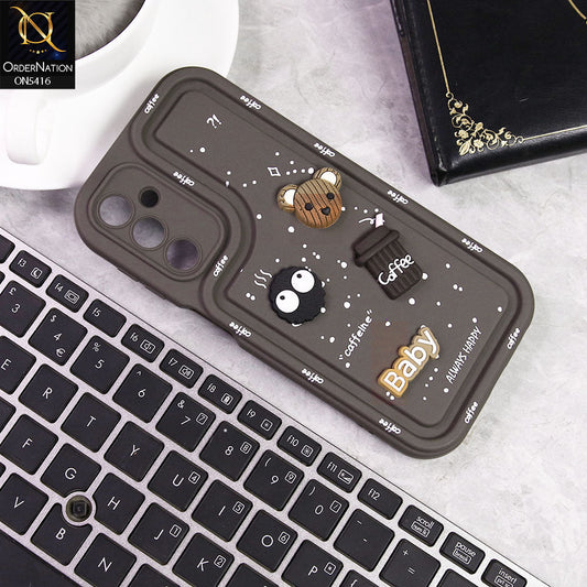 Samsung Galaxy A24 4G Cover - Brown -  Cute 3D Cartoon Coffee Soft Silicon Case With Camera Protection