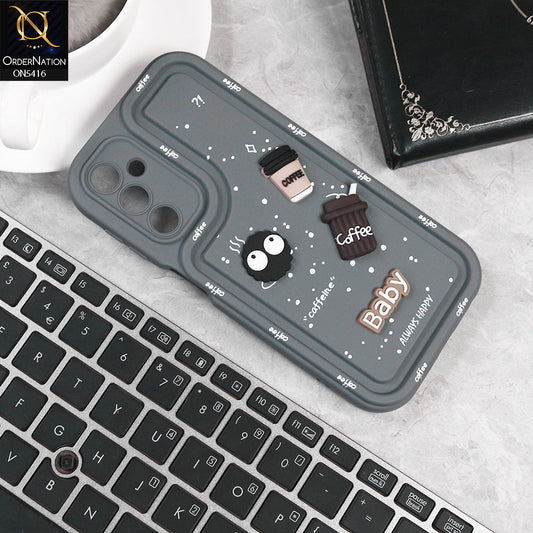 Samsung Galaxy A24 4G Cover - Gray -  Cute 3D Cartoon Coffee Soft Silicon Case With Camera Protection