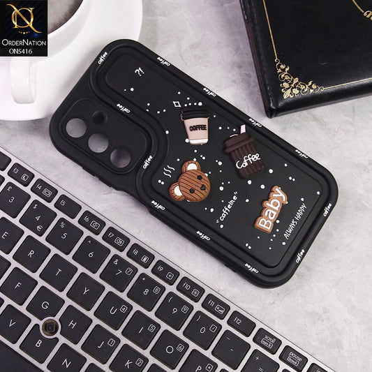 Samsung Galaxy A25 5GCover - Black -  Cute 3D Cartoon Coffee Soft Silicon Case With Camera Protection