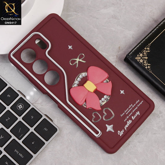 Tecno Camon 40 Cover - Red - New Soft Silicone Case With Cute 3D Bow Knot Soft Borders With Camera Protection Soft Case