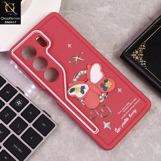 Tecno Camon 40 Cover - Rose Red - New Soft Silicone Case With Cute 3D Butterfly Soft Borders With Camera Protection Soft Case