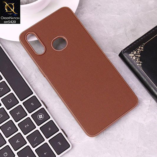 Samsung Galaxy A10s Cover - Brown - New Dotted Leather Texture Soft Borders Case