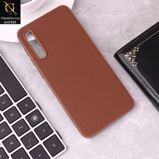 Samsung Galaxy A30s Cover - Brown - New Dotted Leather Texture Soft Borders Case