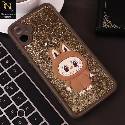Samsung Galaxy A05 Cover - Brown - Cute 3D Cartoon Soft Glitter Case