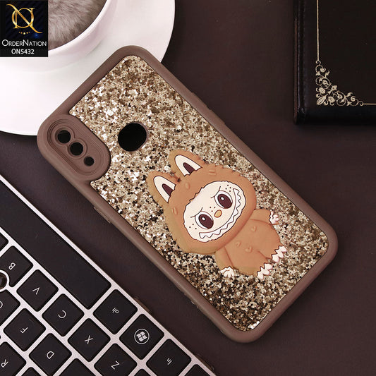 Samsung Galaxy A10s Cover - Brown - Cute 3D Cartoon Soft Glitter Case