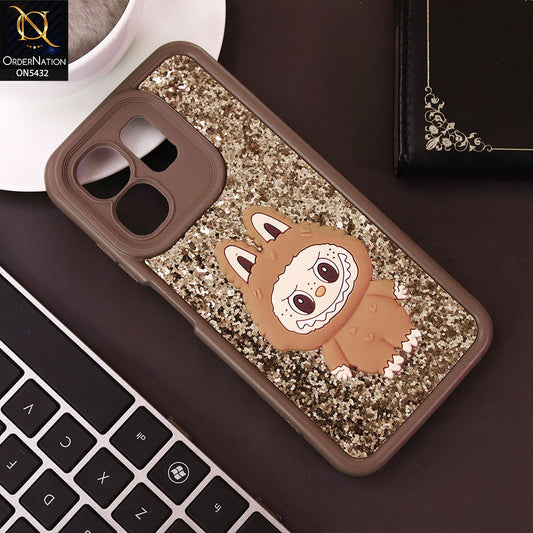 Infinix Smart 9 Cover - Brown - Cute 3D Cartoon Soft Glitter Case