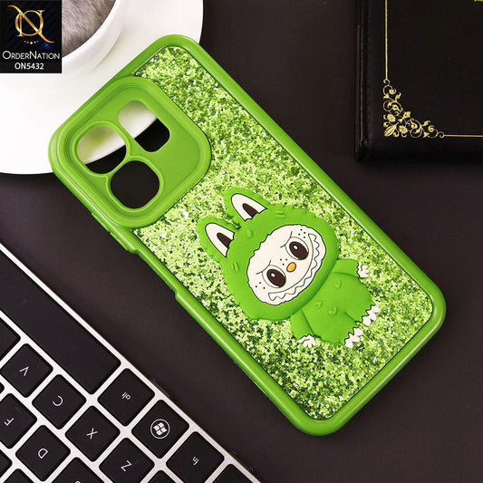 Infinix Smart 9 Cover - Light Green - Cute 3D Cartoon Soft Glitter Case