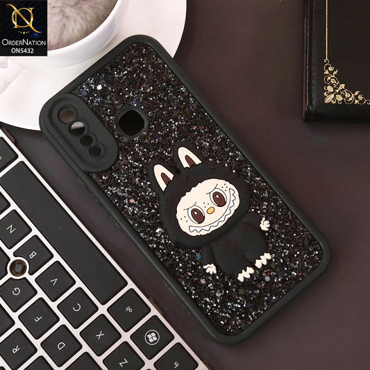 Vivo Y19 Cover - Black - Cute 3D Cartoon Soft Glitter Case