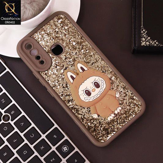Vivo Y19 Cover - Brown - Cute 3D Cartoon Soft Glitter Case