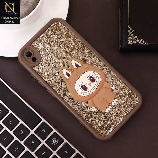 Vivo Y91C Cover - Brown - Cute 3D Cartoon Soft Glitter Case