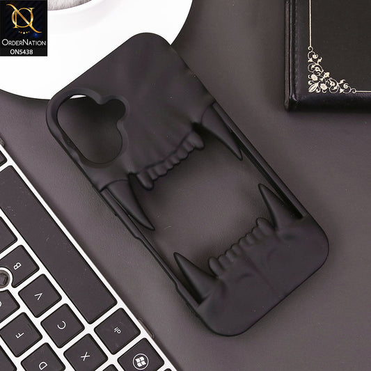 iPhone 16 Cover - Black - Unique 3D Animal Fang Soft Case
