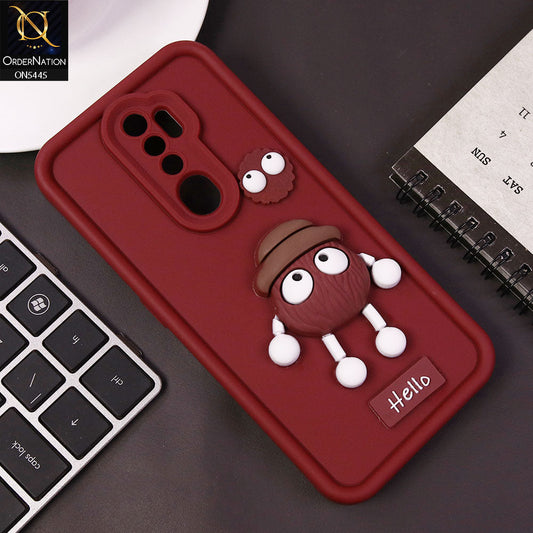 Oppo A9 2020 Cover - Maroon - Cute 3D Cartoon Soft Case