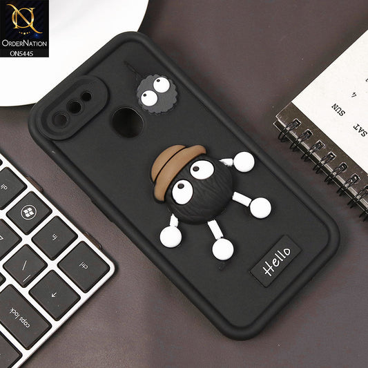 Oppo A7 Cover - Black - Cute 3D Cartoon Soft Case