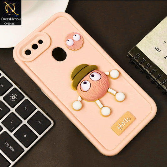 Oppo A7 Cover - Light Pink - Cute 3D Cartoon Soft Case