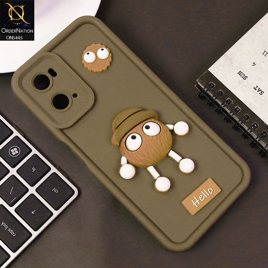 Oppo A76 Cover - Brown - Cute 3D Cartoon Soft Case