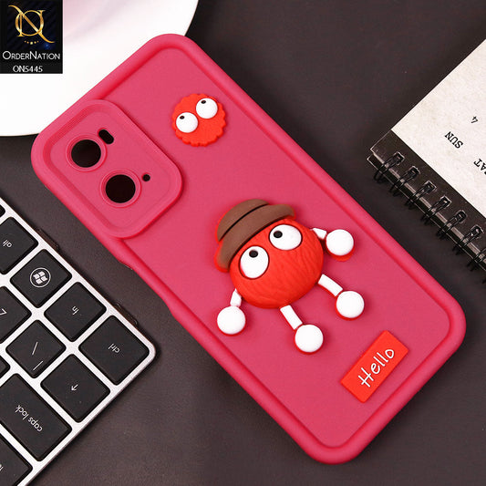 Oppo A76 Cover - Dark Pink - Cute 3D Cartoon Soft Case