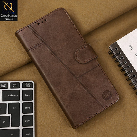 Oppo A74 Cover - Dark Brown - Premium Leather Megantic Flip Book Covers With Card Holding Option