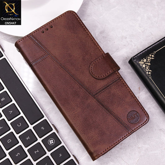 Infinix Smart 10 Cover - Dark Brown - Premium Leather Megantic Flip Book Covers With Card Holding Option