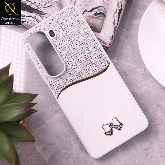 Infinix Hot 50 4G Cover - White - Shiny Glitter Bling Texture Soft Case