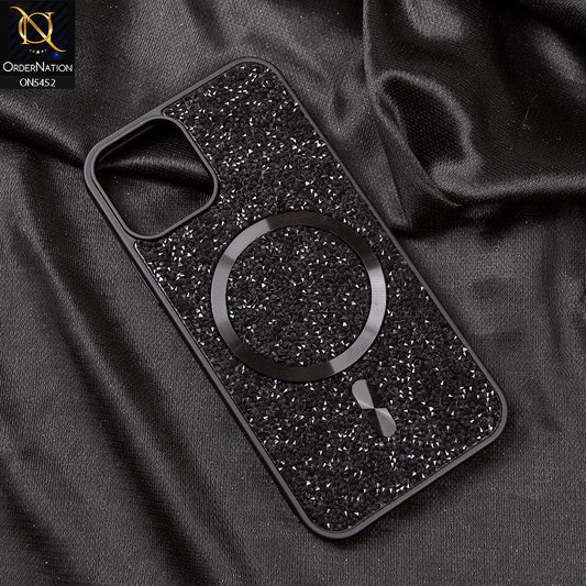 iPhone 11 Cover - Black - Luxury Bling Crystalline Rhinestones Shiny Glitter Magsafe Soft Borders Case