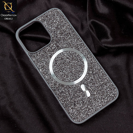 iPhone 13 Pro Cover - Titanium Gray - Luxury Bling Crystalline Rhinestones Shiny Glitter Magsafe Soft Borders Case