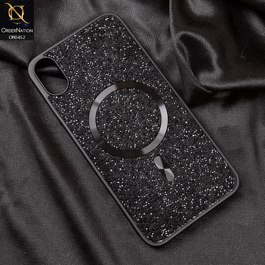 iPhone XS / X Cover - Black - Luxury Bling Crystalline Rhinestones Shiny Glitter Magsafe Soft Borders Case