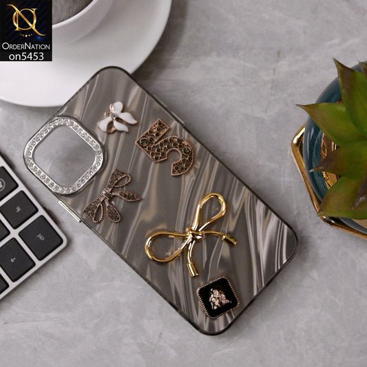 iPhone 11 Cover - Black - Elegant Bow Knot Rhinestones Camera Ring Dream Waves Color-Plated Protective Soft Borders Case